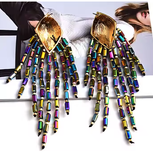 Mardi Gras Peacock dangles