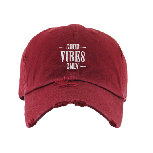 Good Vibes Only Hat – Burgundy