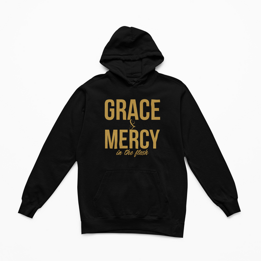 Grace & Mercy In the Flesh - Hoodie -Black w/Metallic Gold