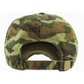 Camouflage-patterned cap  back with gold buckle to adjust. on a white background