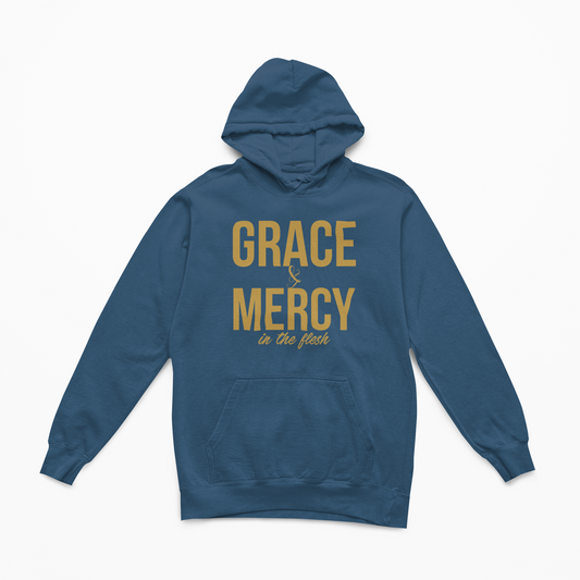 Grace & Mercy In the Flesh - Hoodie - Deep Teal w/Metallic Gold