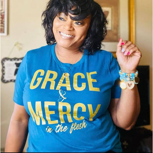 Grace & Mercy In the Flesh - T-Shirt - Deep Teal