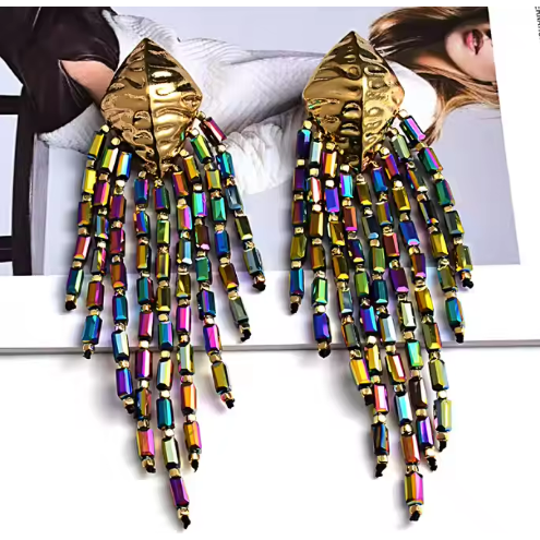Mardi Gras Peacock dangles