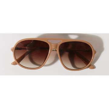 Aviator sunglasses with brown gradient lenses on a white background