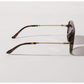 Sunglasses with tortoiseshell frame and gold accents on a light gray background